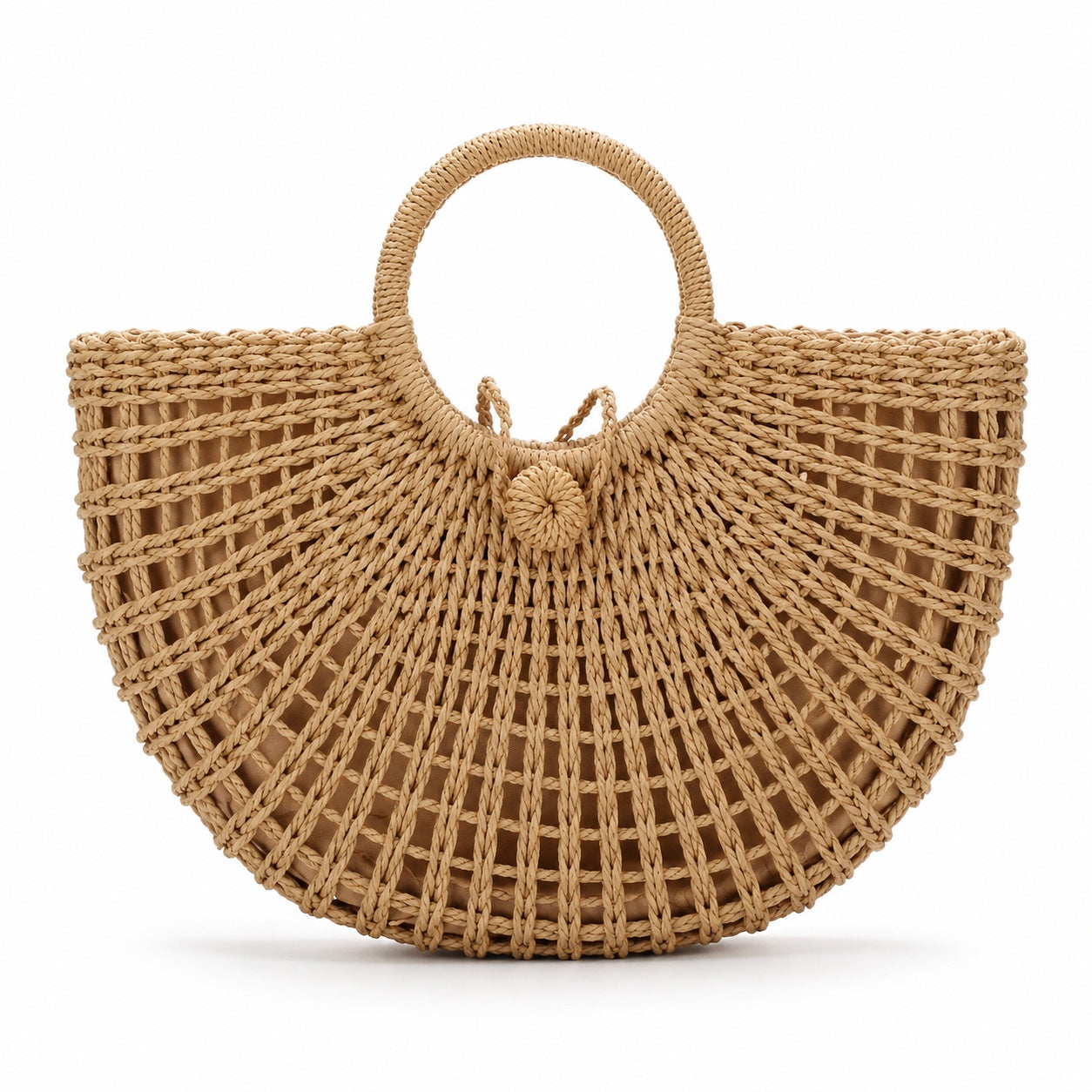 Agropoli - Round Rattan Bag, front view on white background