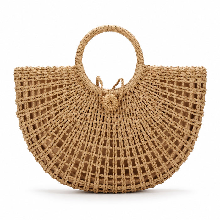 Agropoli - Round Rattan Bag, front view on white background