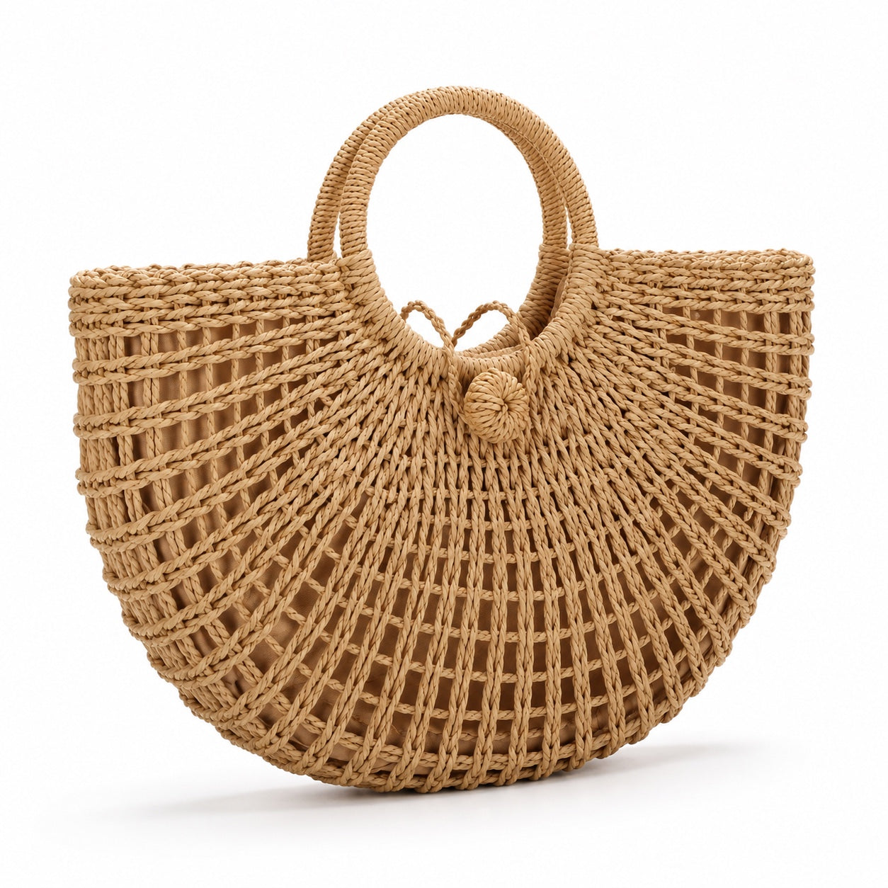 Agropoli - Round Rattan Bag, three-quarter front view