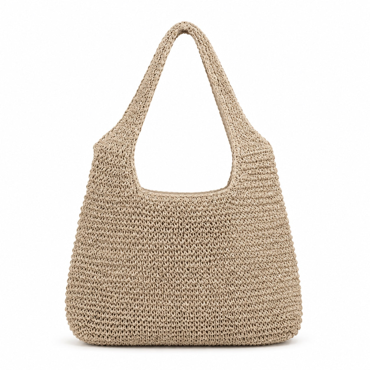 Aiguablava - Rattan Tote Bag in Beige, front view