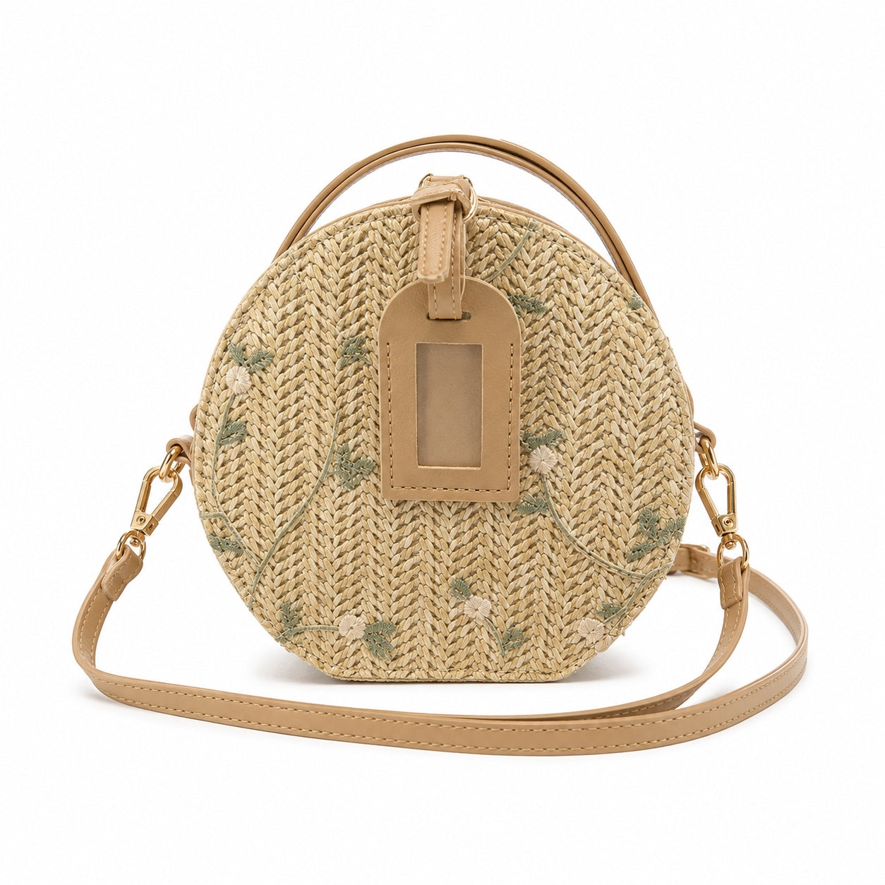 Alacati - Straw Crossbody Bag, front view on white background