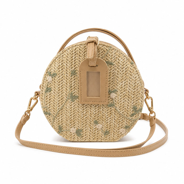 Alacati - Straw Crossbody Bag, front view on white background