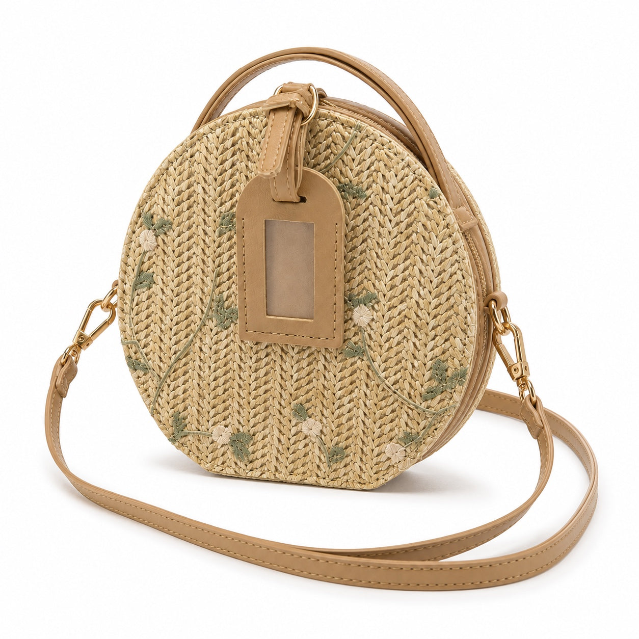 Alacati - Straw Crossbody Bag, three-quarter front view