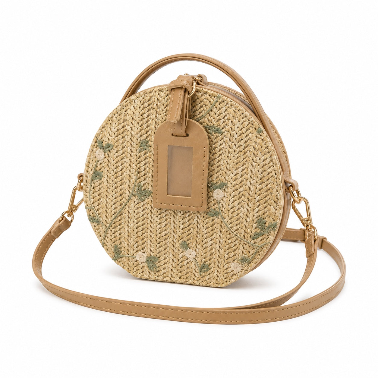 Alacati - Straw Crossbody Bag, three-quarter back view