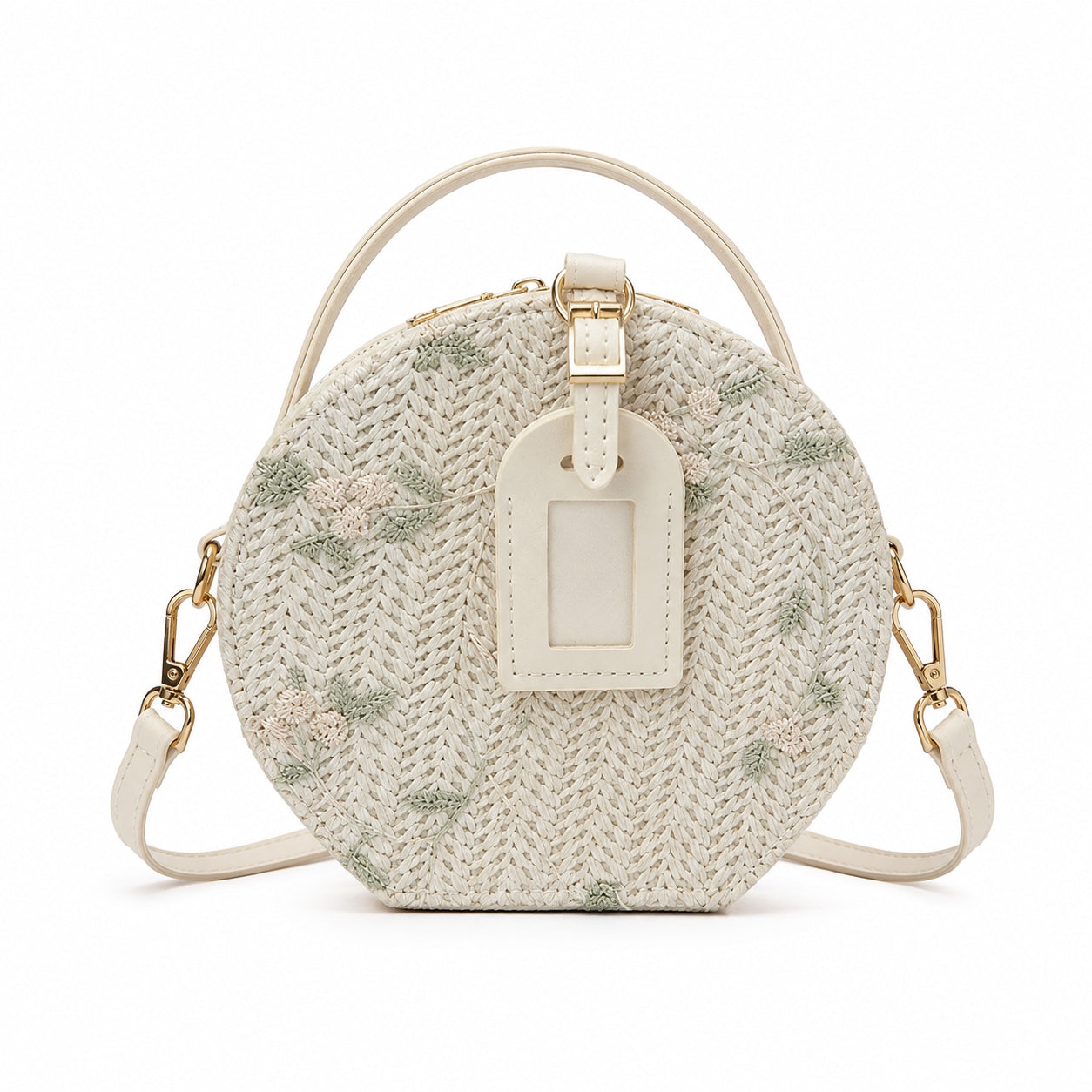 Alacati - Straw Crossbody Bag in white, front view