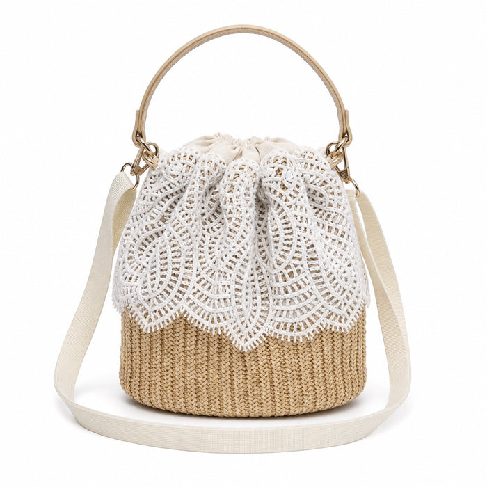 Alassio - Straw Crossbody Bag, front view on white background