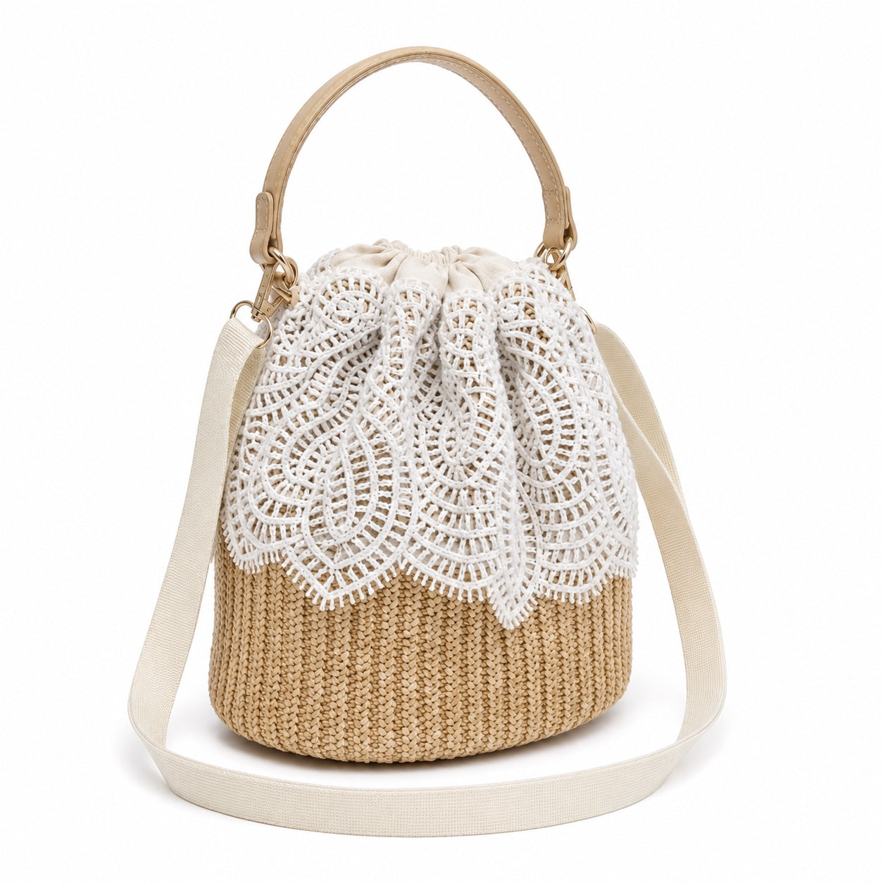 Alassio - Straw Crossbody Bag, three-quarter front view