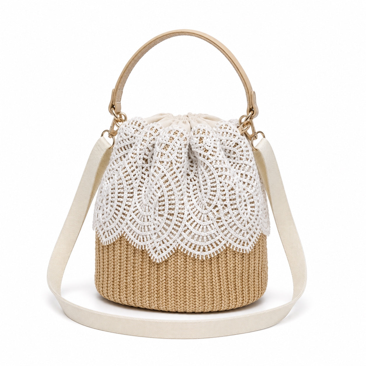 Alassio - Straw Crossbody Bag, three-quarter back view