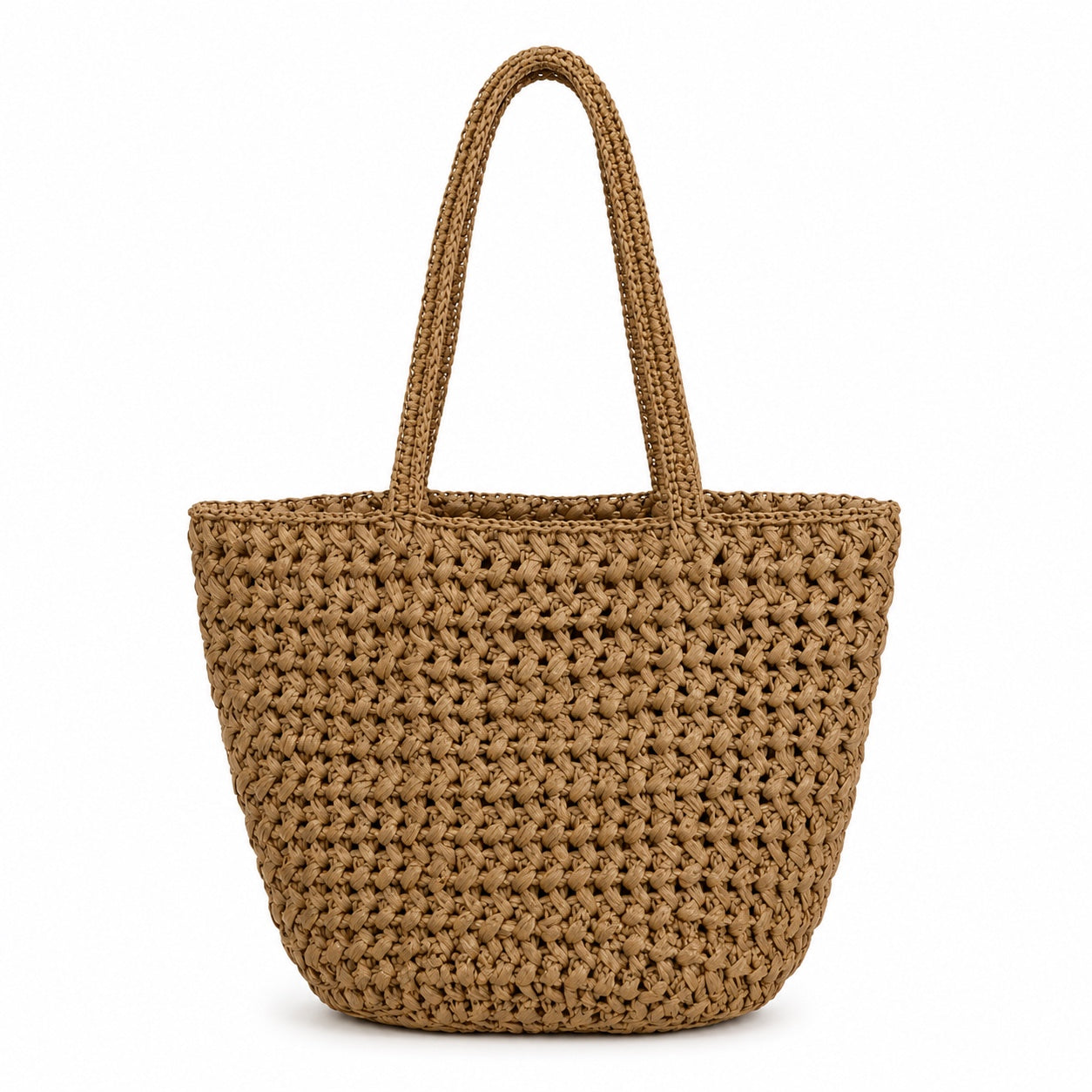 Albufeira - Straw Bucket Bag, front view on white background
