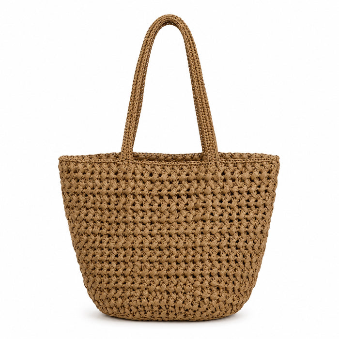 Albufeira - Straw Bucket Bag, front view on white background