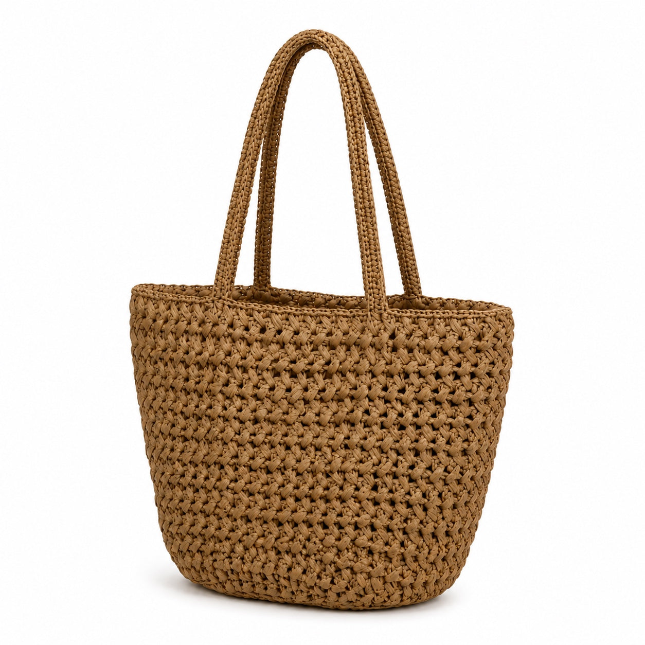 Albufeira - Straw Bucket Bag, three-quarter front view