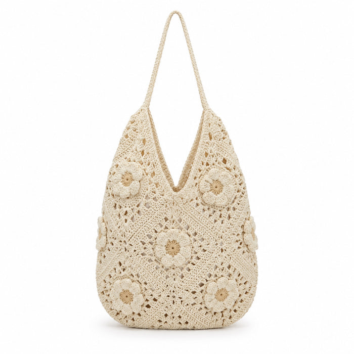Alonissos - Crochet Tote Bag, front view on white background