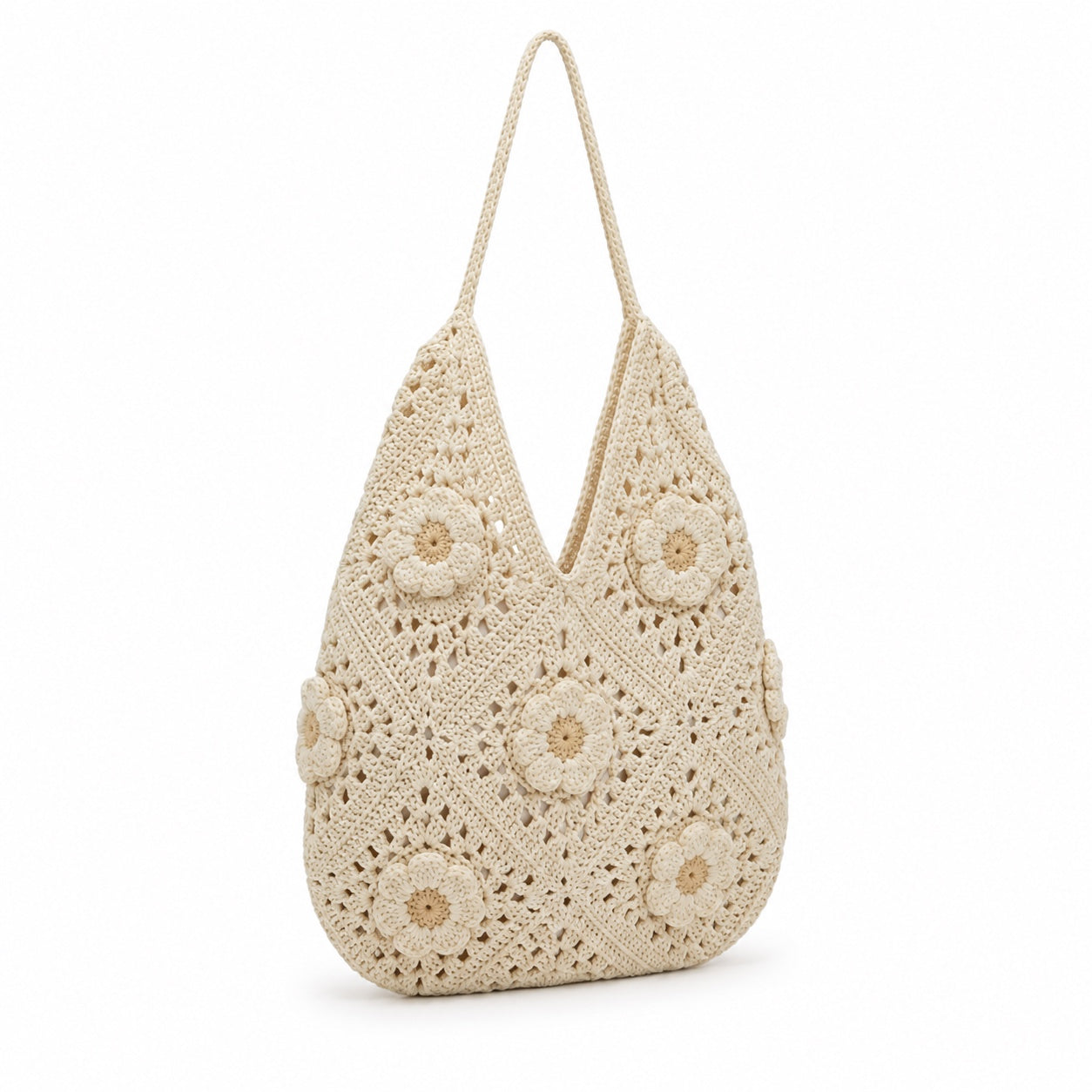 Alonissos - Crochet Tote Bag, three-quarter back view