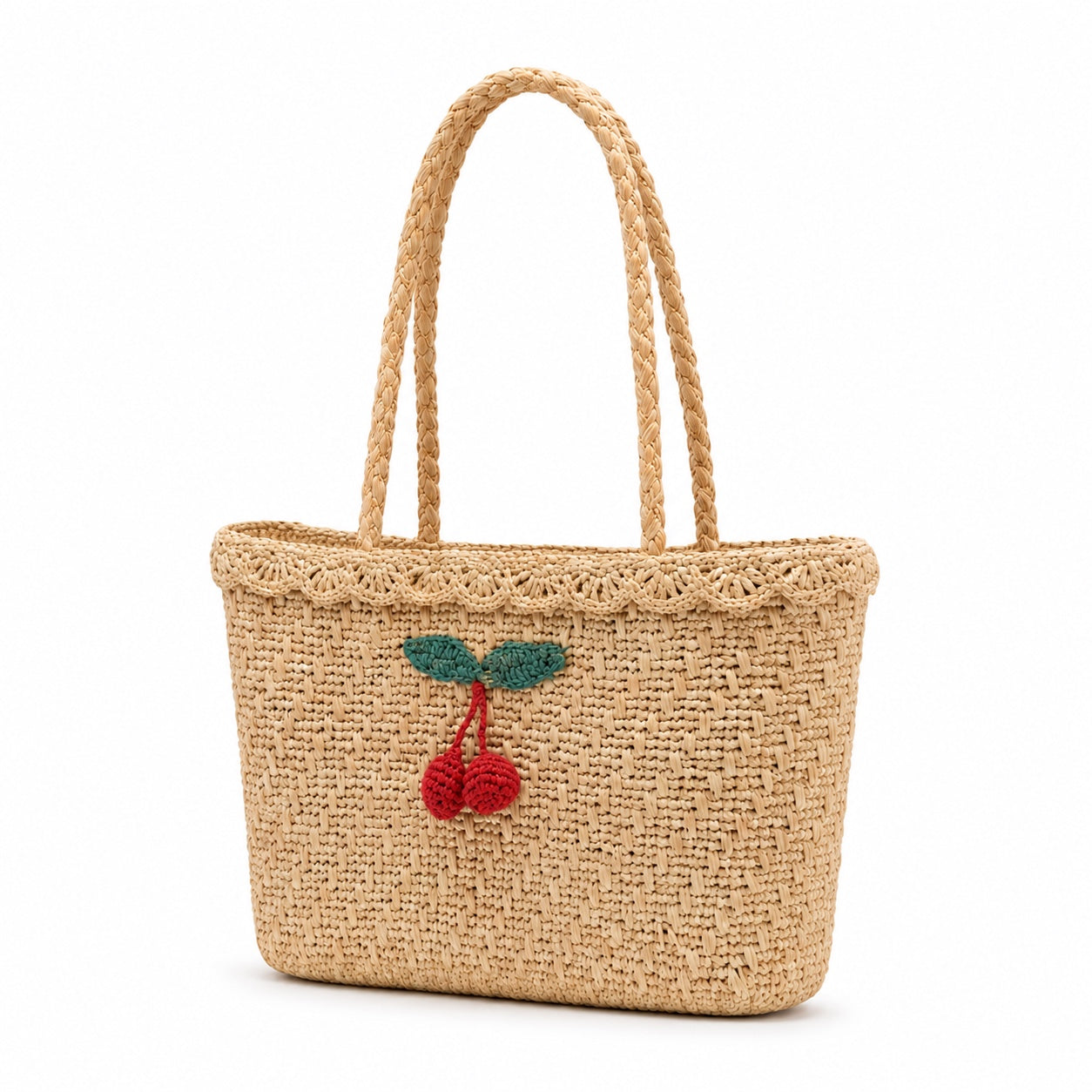Amalfi - Raffia Shoulder Bag, three-quarter front view