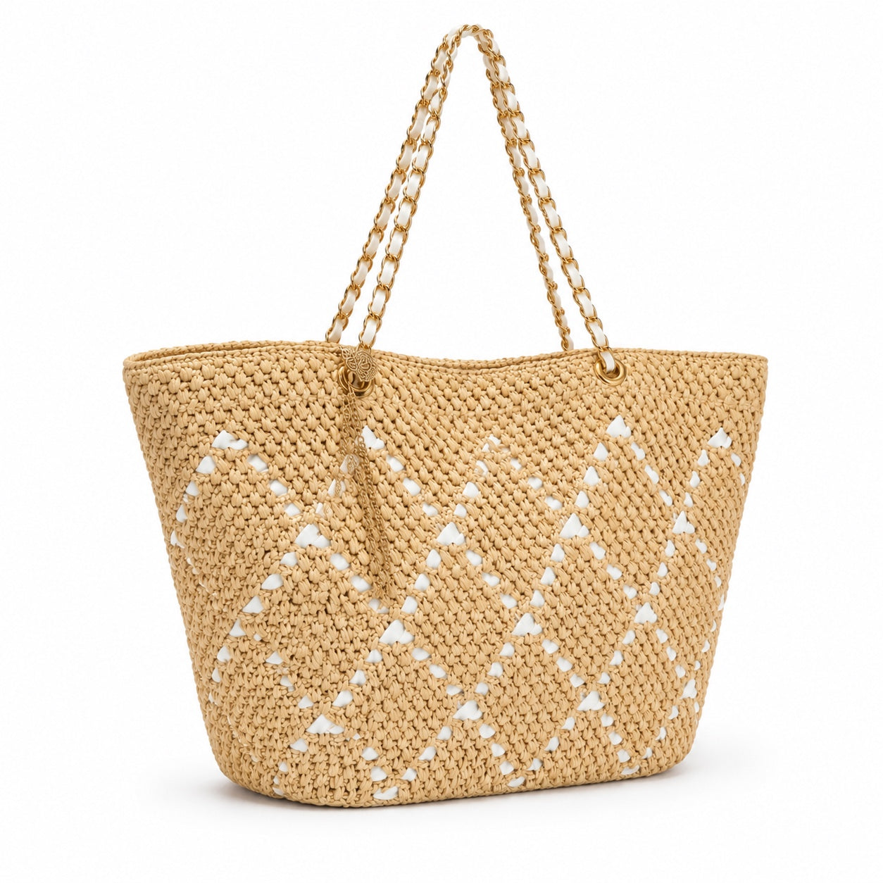 Amorgos - Raffia Shoulder Bag, three-quarter front view