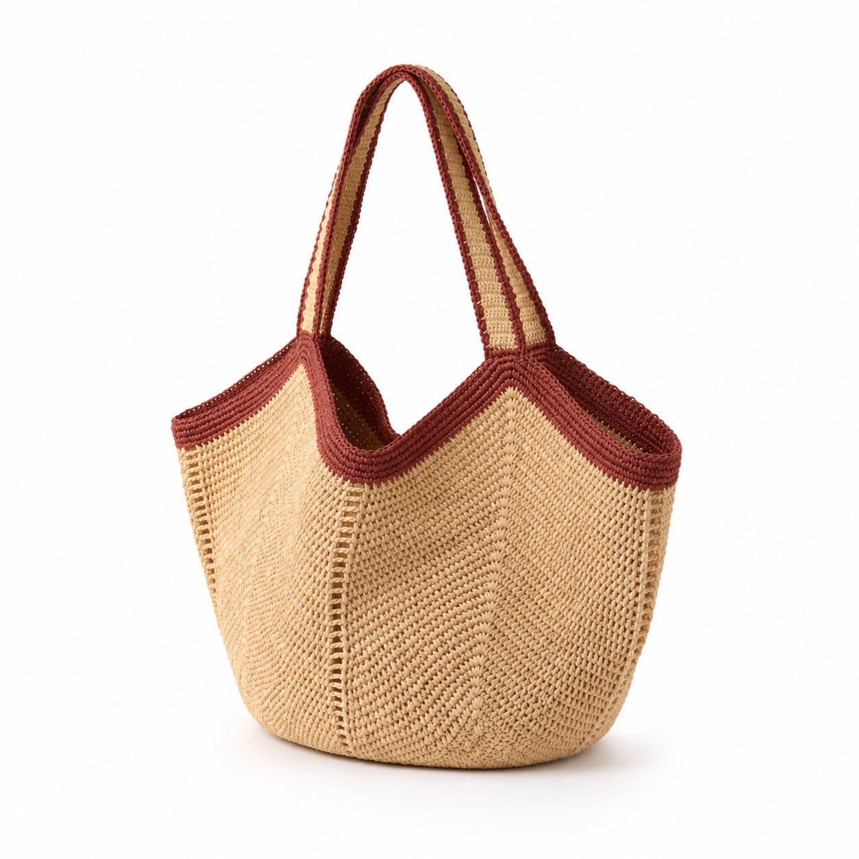 Andros - Raffia Bucket Bag, three-quarter front view