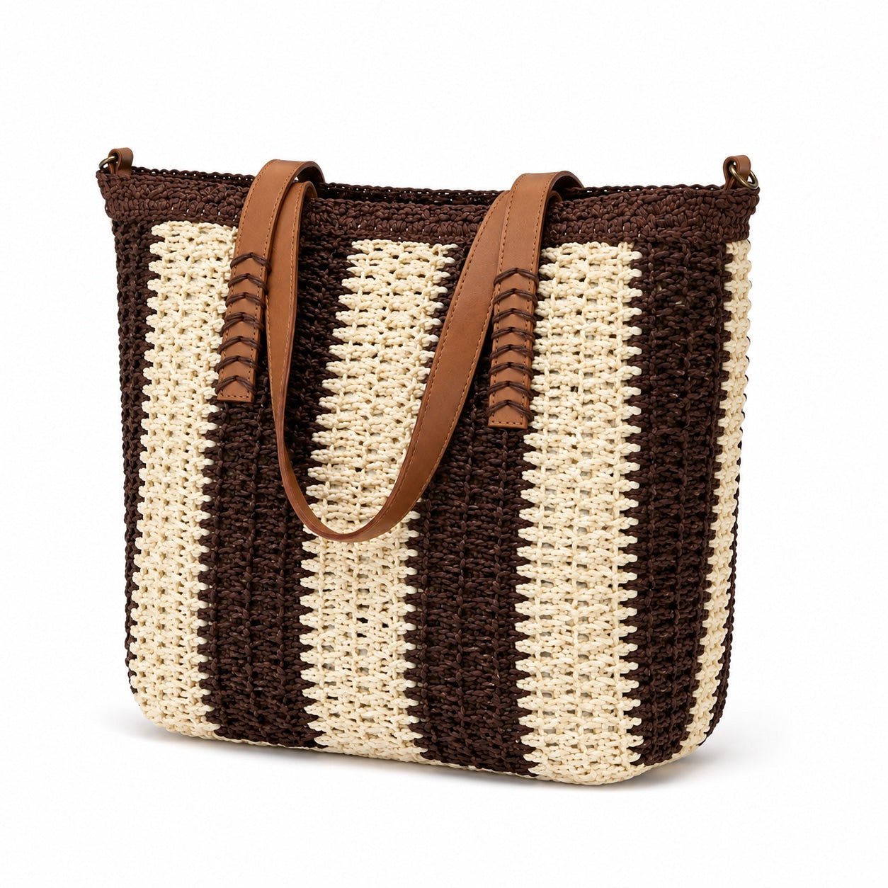 Antibes - Straw Beach Tote, three-quarter front view