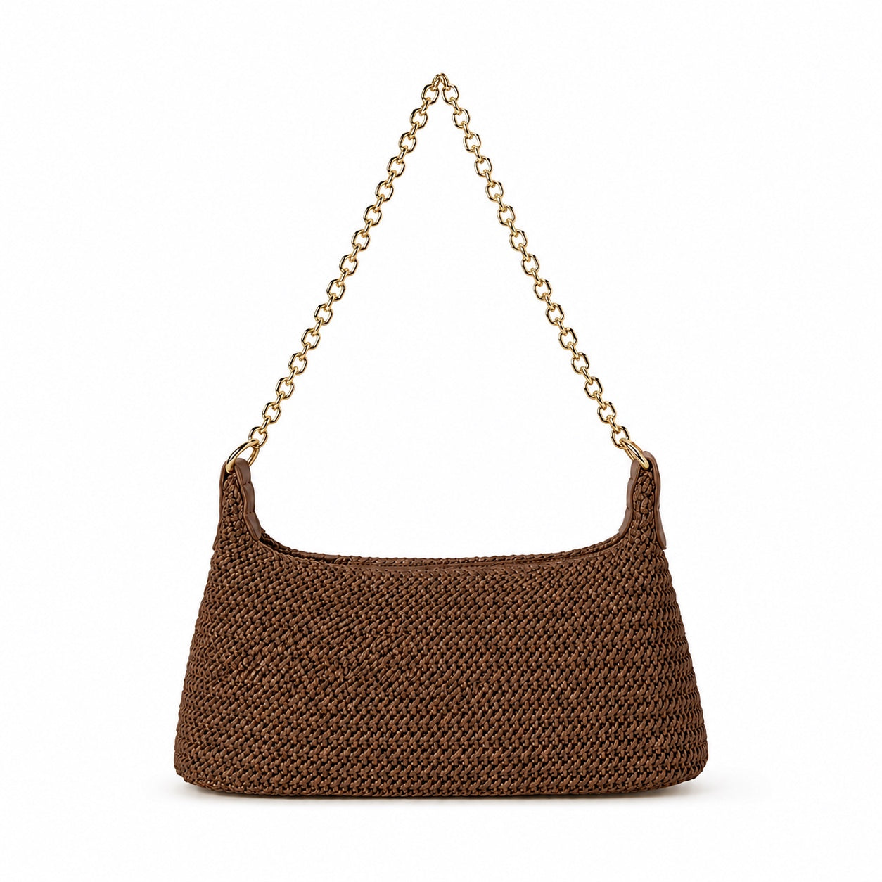 Assos - Straw Tote Bag in ApricotandBrown, front view