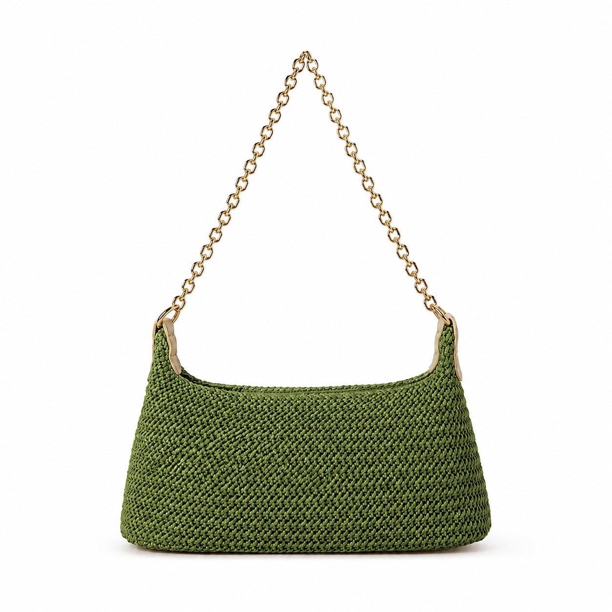 Assos - Straw Tote Bag in Green, front view