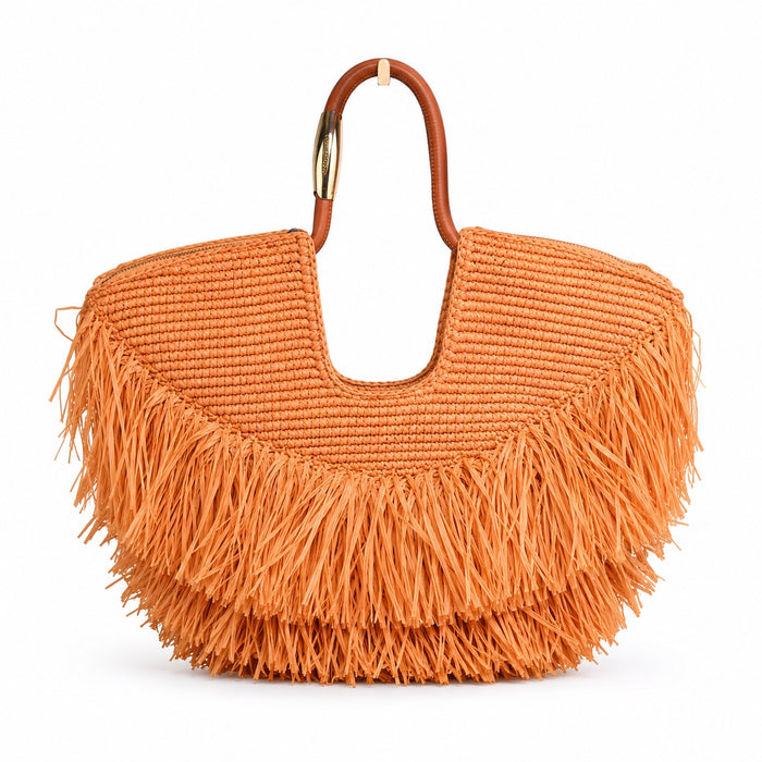 Astypalea - Straw Tote Bag, front view on white background