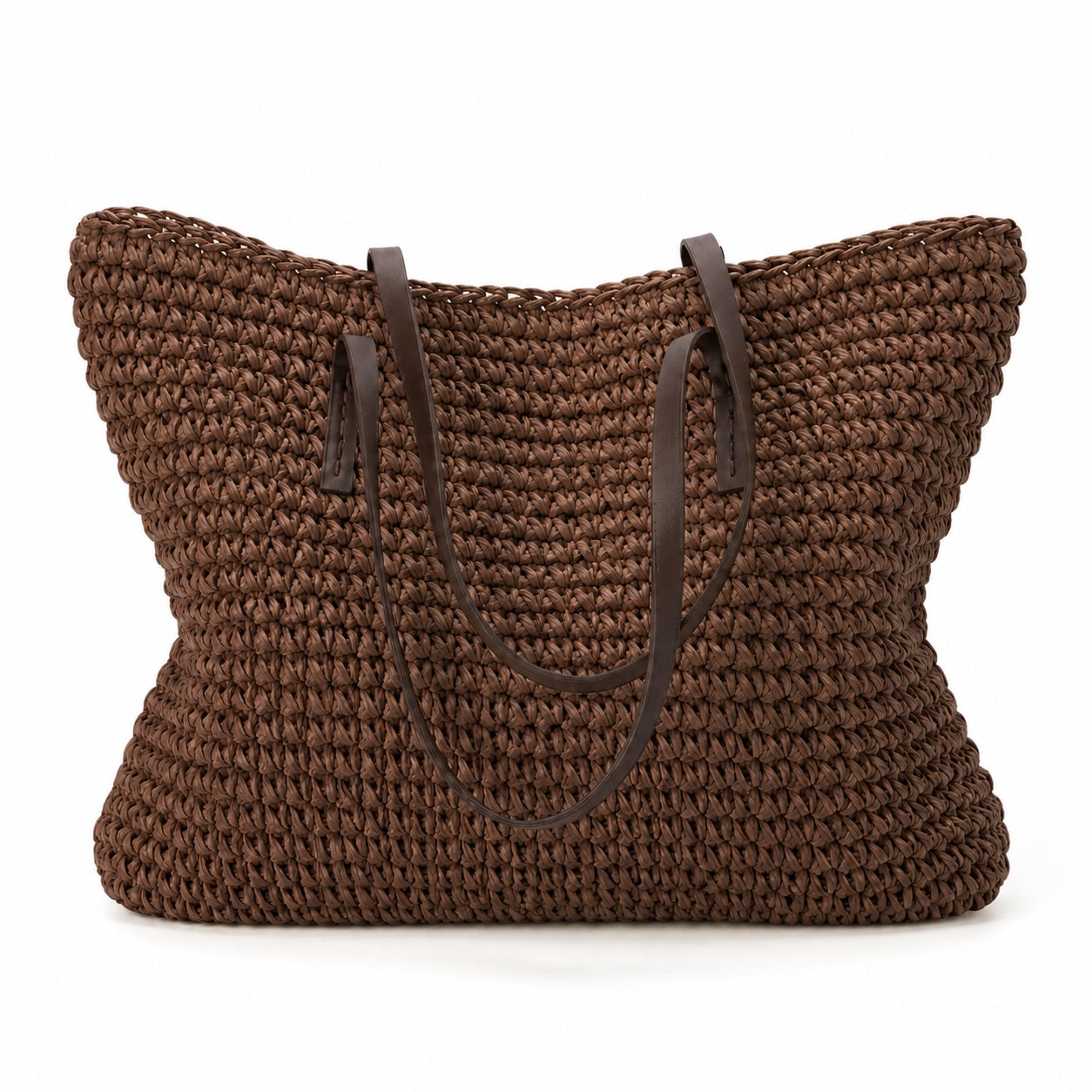 Baja - Straw Crossbody Bag in brown, front view