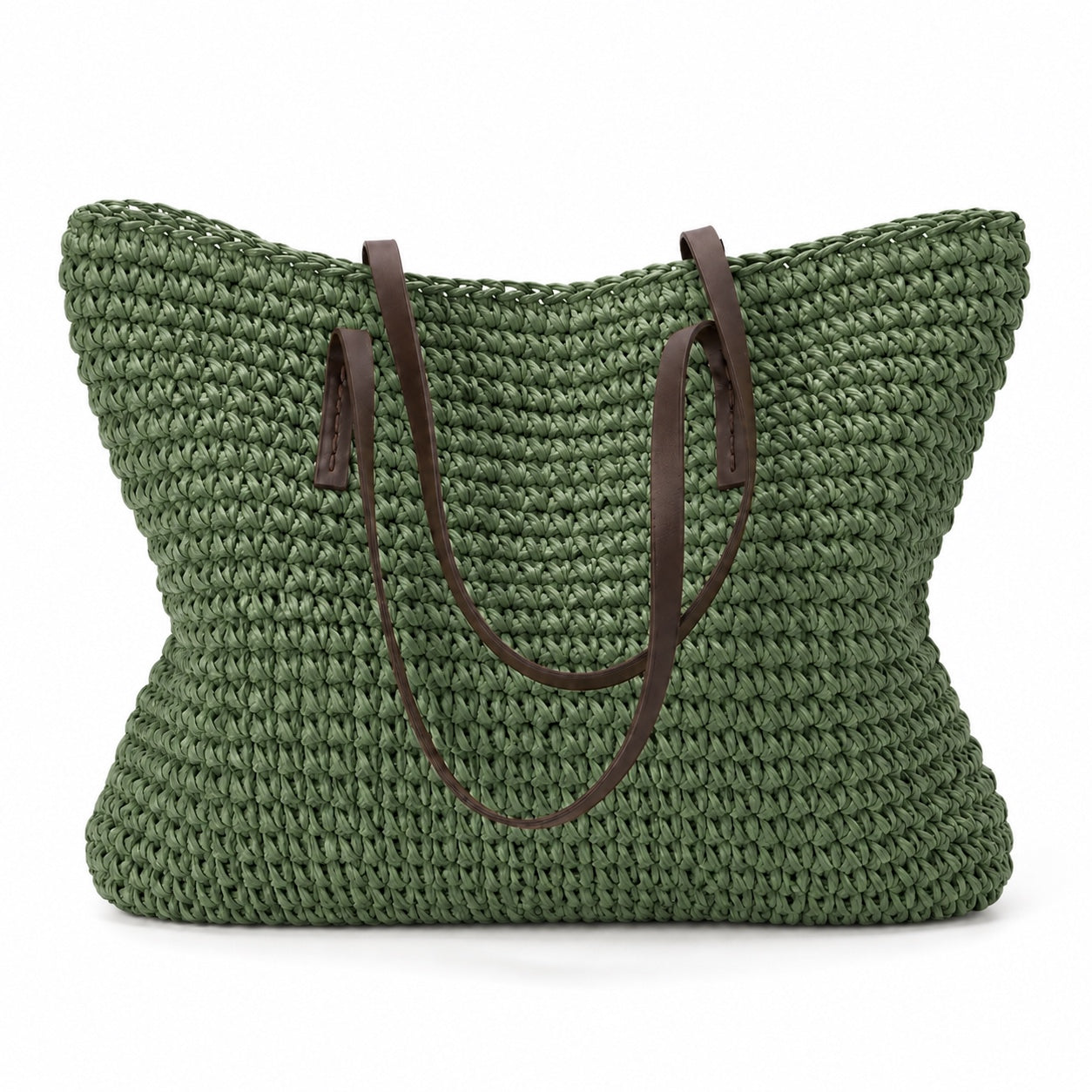 Baja - Straw Crossbody Bag in green, front view