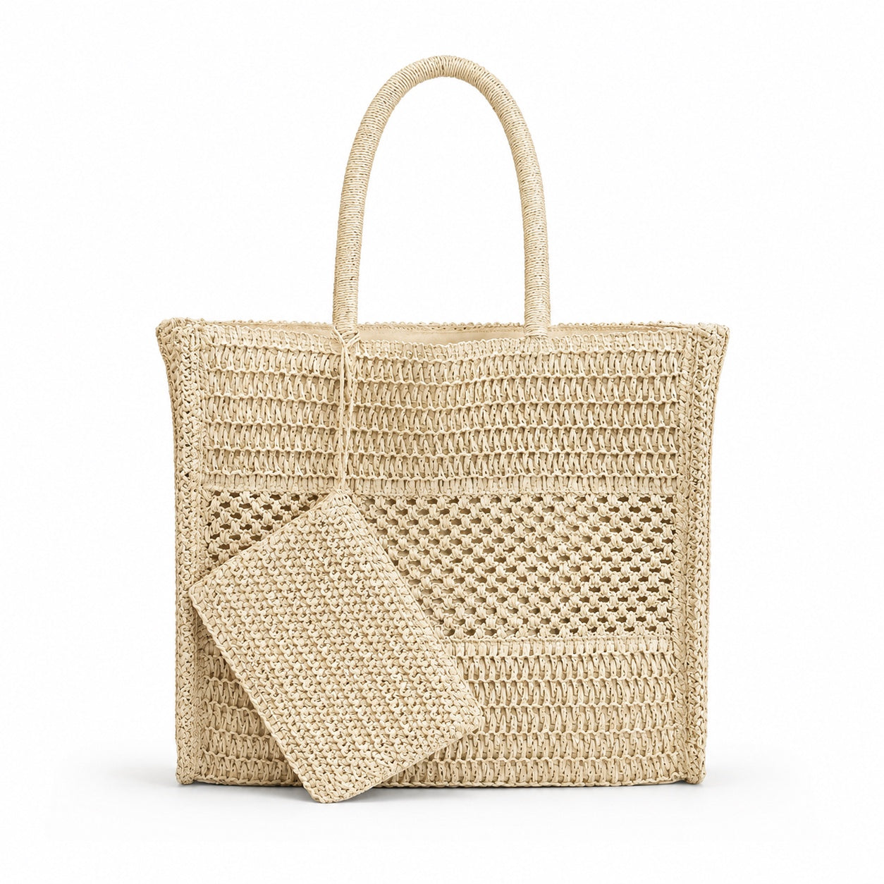 Bandol - Straw Shoulder Bag, front view on white background