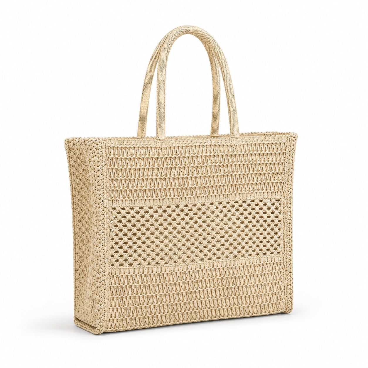 Bandol - Straw Shoulder Bag, three-quarter back view