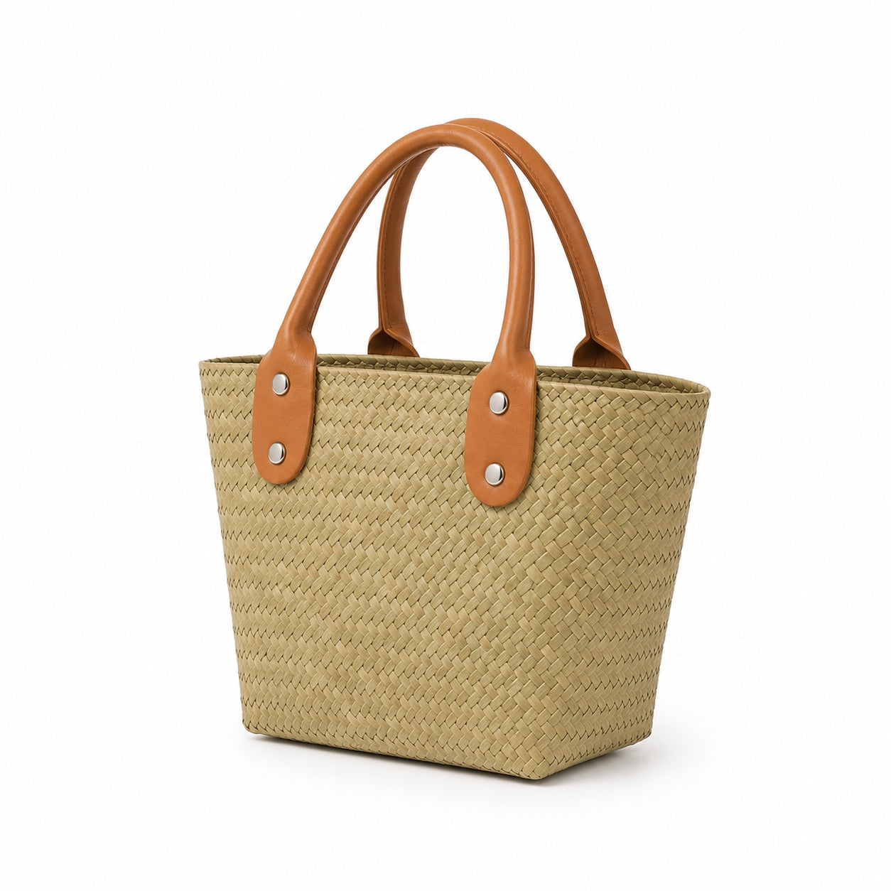 Begur Rattan Bucket Bag, three-quarter back view
