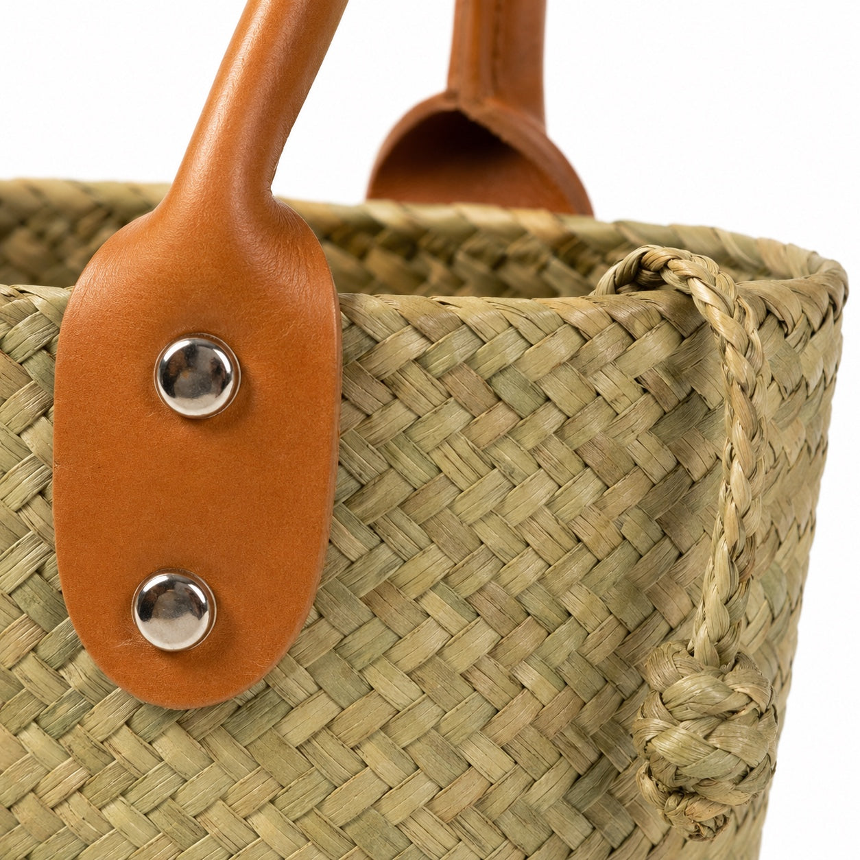 Begur Rattan Bucket Bag, close-up material detail