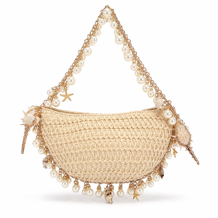 Boccadasse - Straw Crossbody Bag, front view on white background