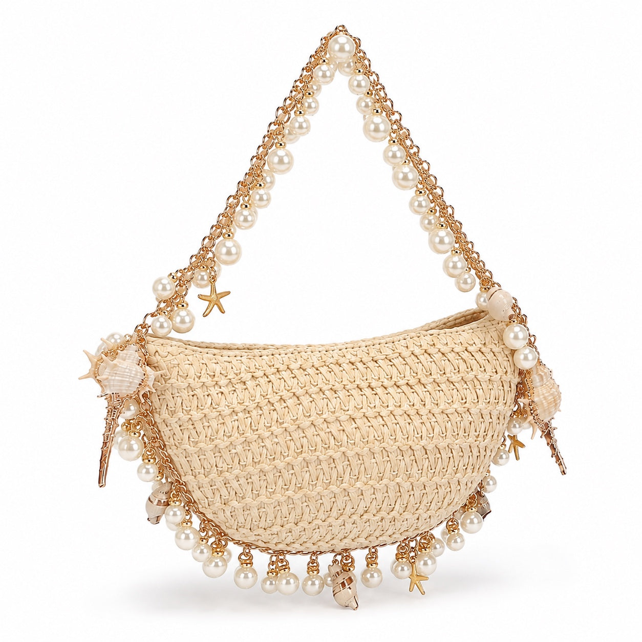 Boccadasse - Straw Crossbody Bag, three-quarter front view