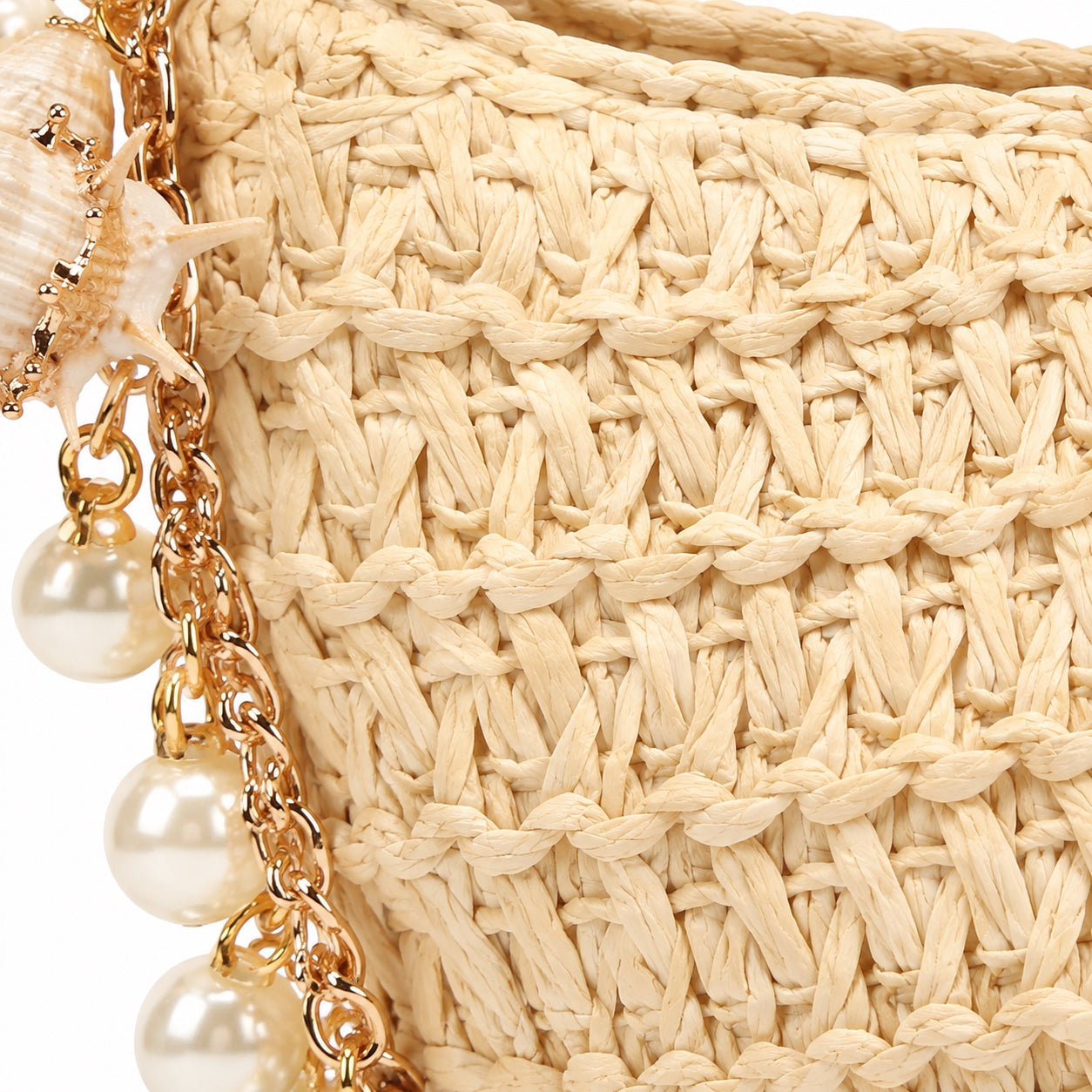 Boccadasse - Straw Crossbody Bag, close-up material detail