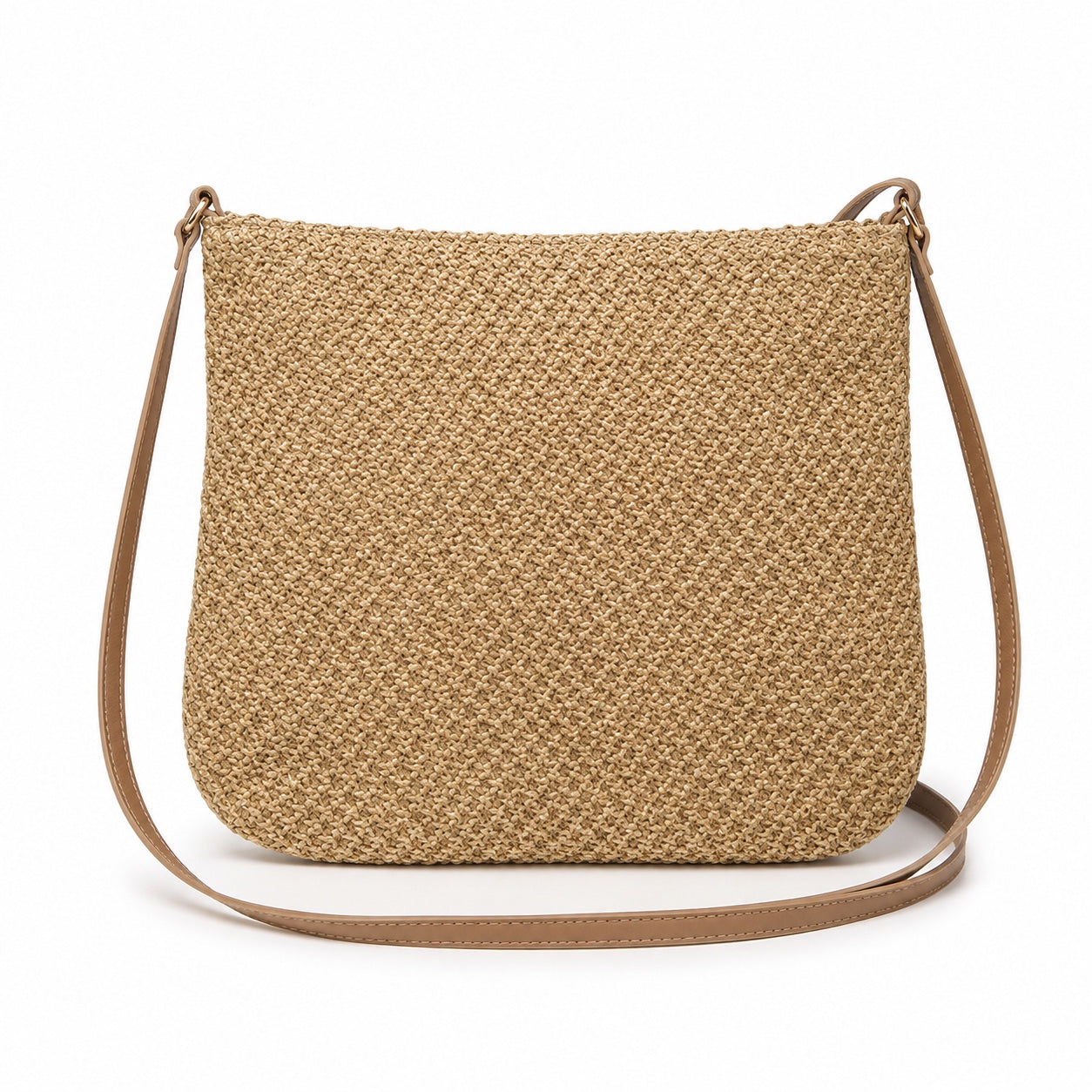 Bodrum - Straw Crossbody Bag, front view on white background