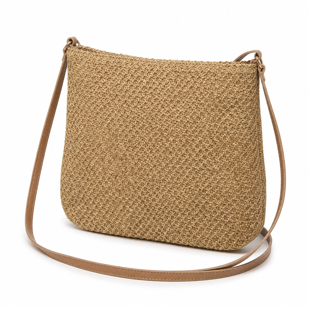 Bodrum - Straw Crossbody Bag, three-quarter front view