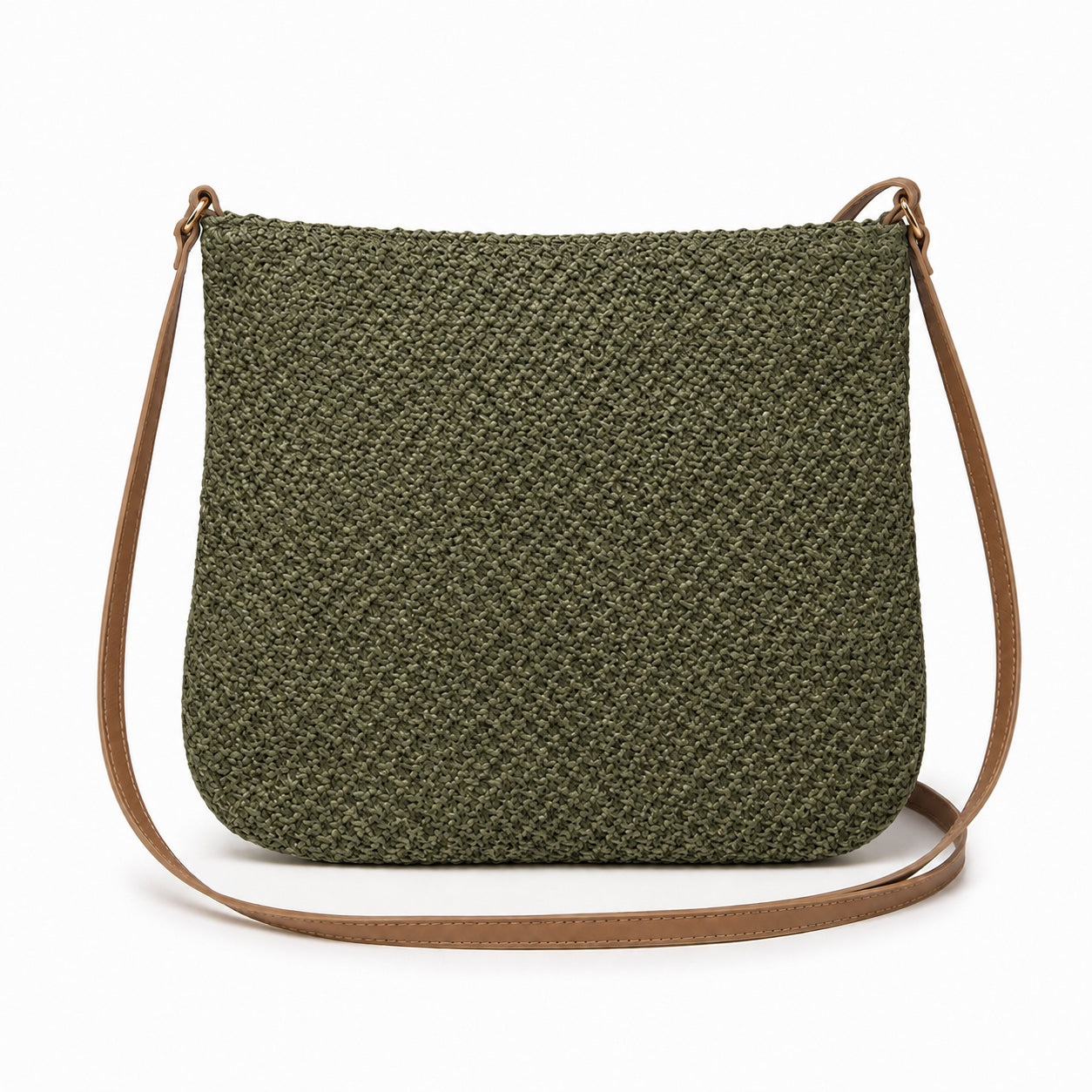 Bodrum - Straw Crossbody Bag in khaki, front view