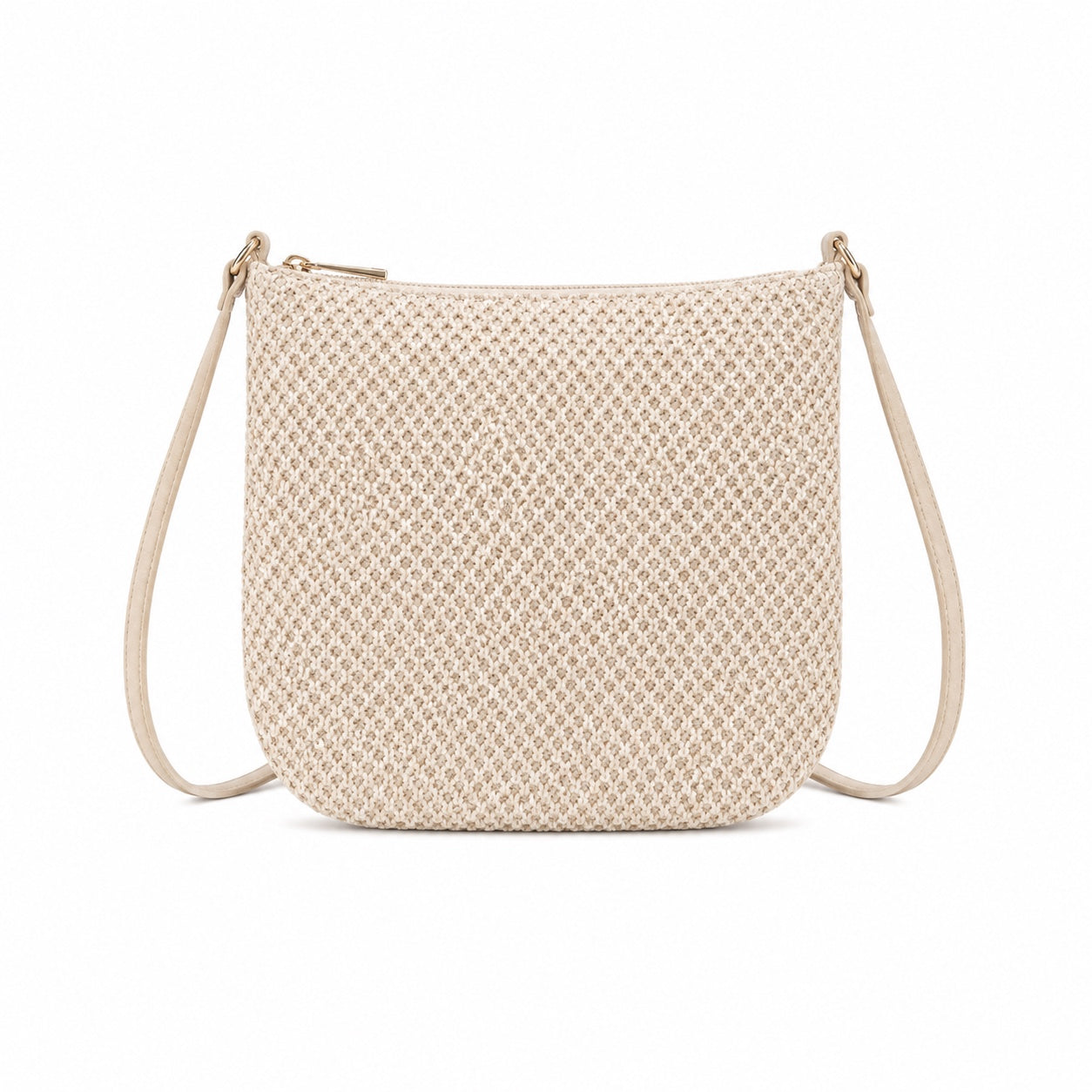 Bodrum - Straw Crossbody Bag in white, front view