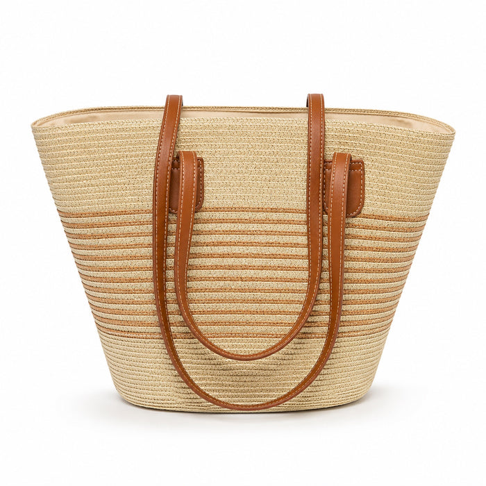 Bonassola - Straw Shoulder Bag, front view on white background