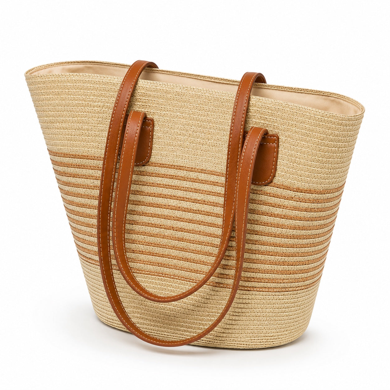 Bonassola - Straw Shoulder Bag, three-quarter front view