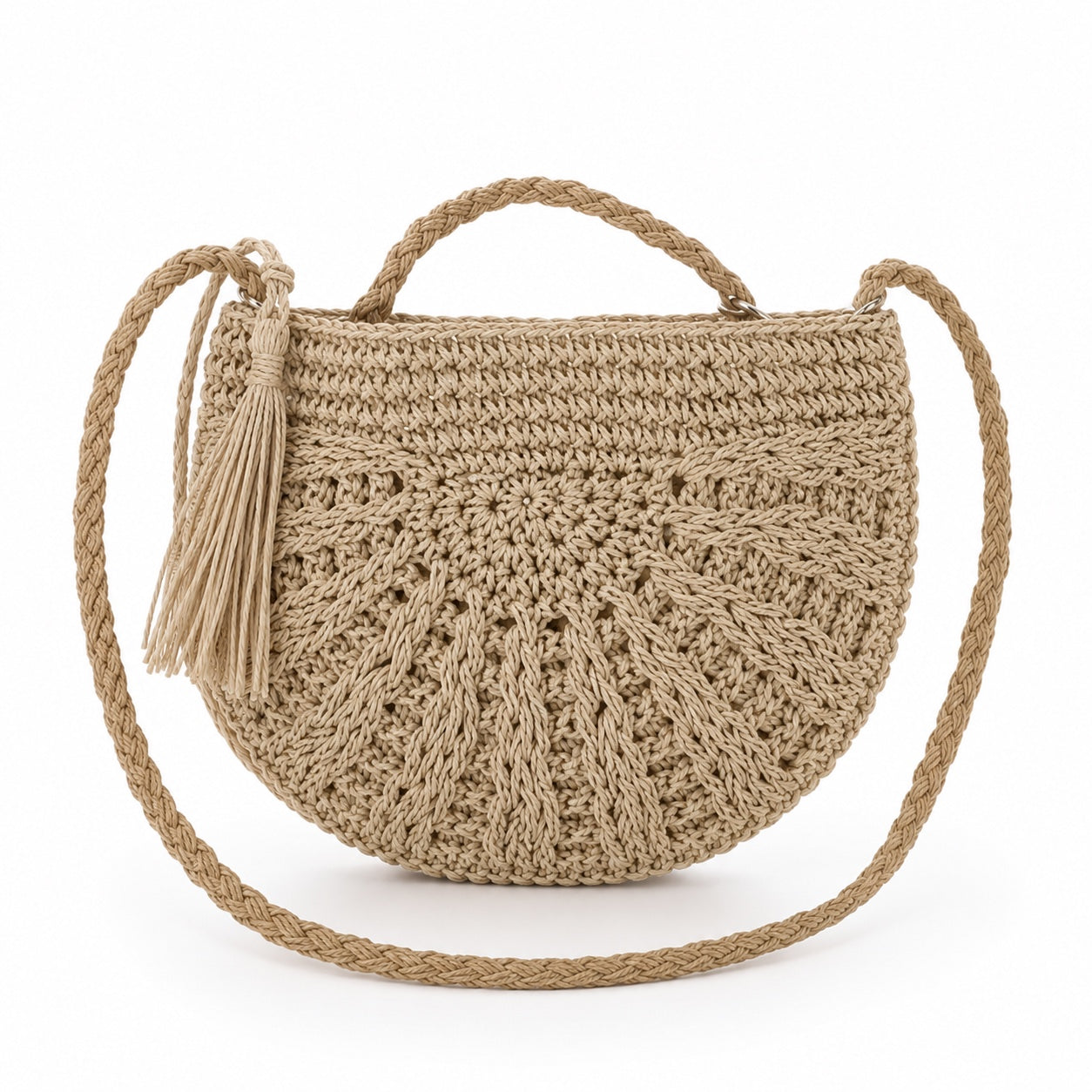 Bordighera - Rattan Crossbody Bag, front view on white background