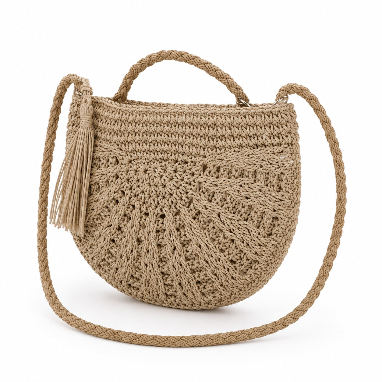 Bordighera - Rattan Crossbody Bag, three-quarter front view