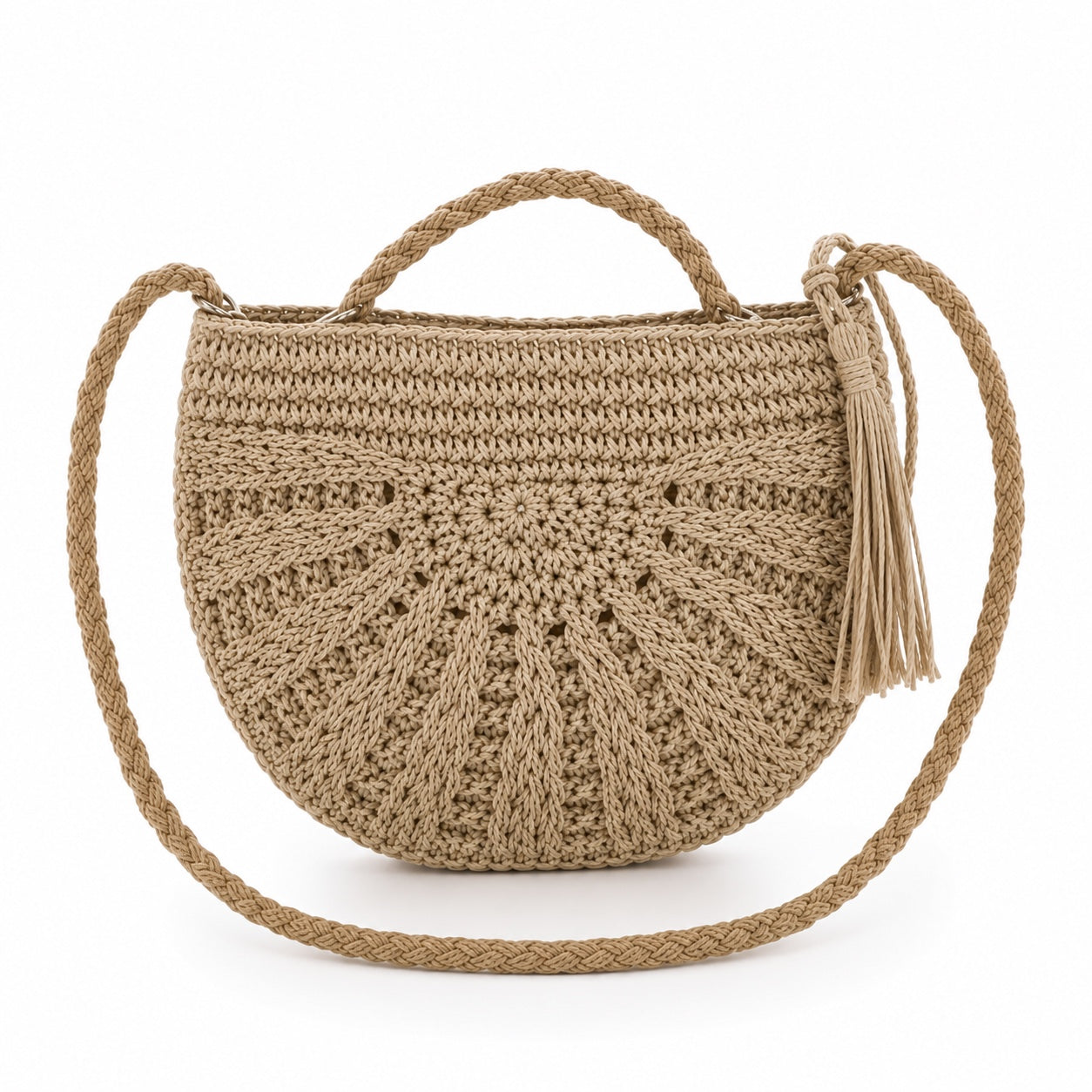 Bordighera - Rattan Crossbody Bag, three-quarter back view
