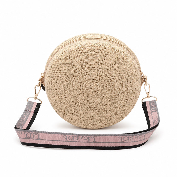 Bosa - Straw Crossbody Bag, front view on white background