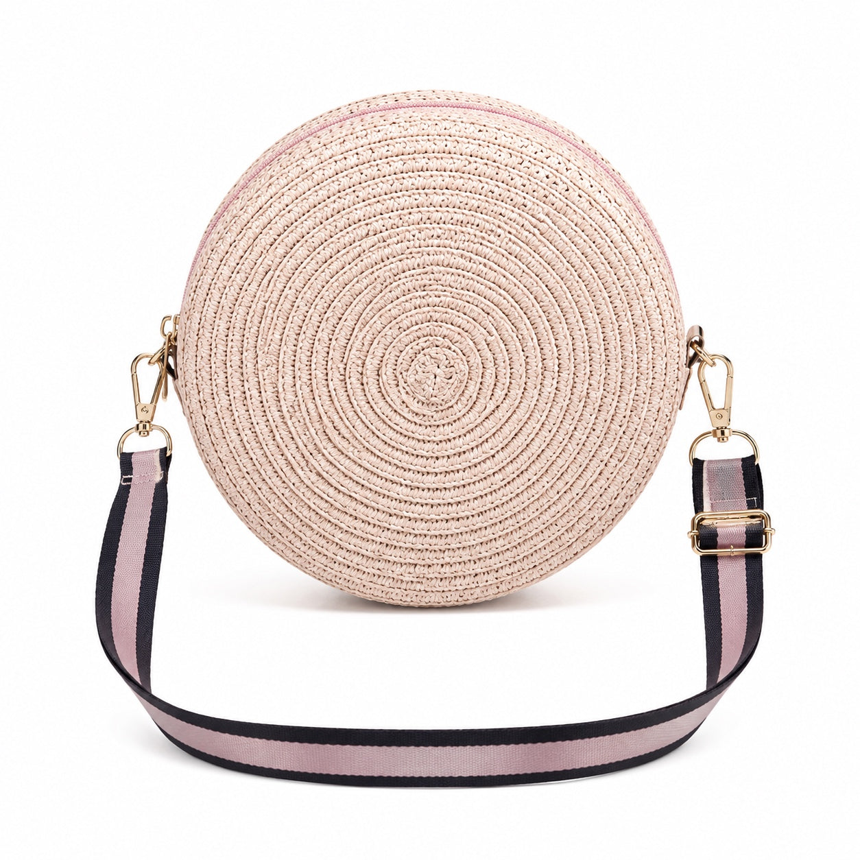 Bosa - Straw Crossbody Bag in pink, front view
