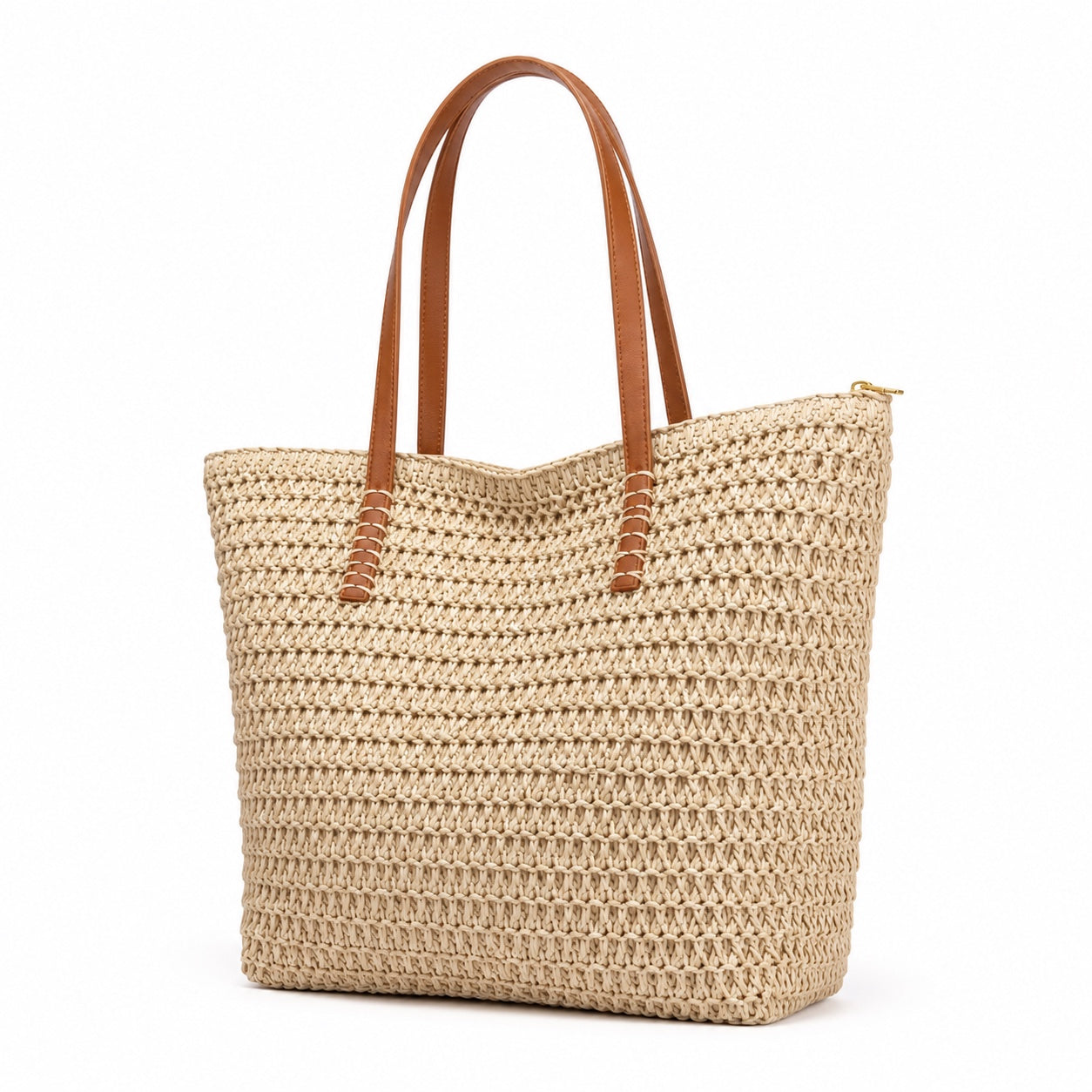 Brac - Straw Beach Tote, three-quarter front view