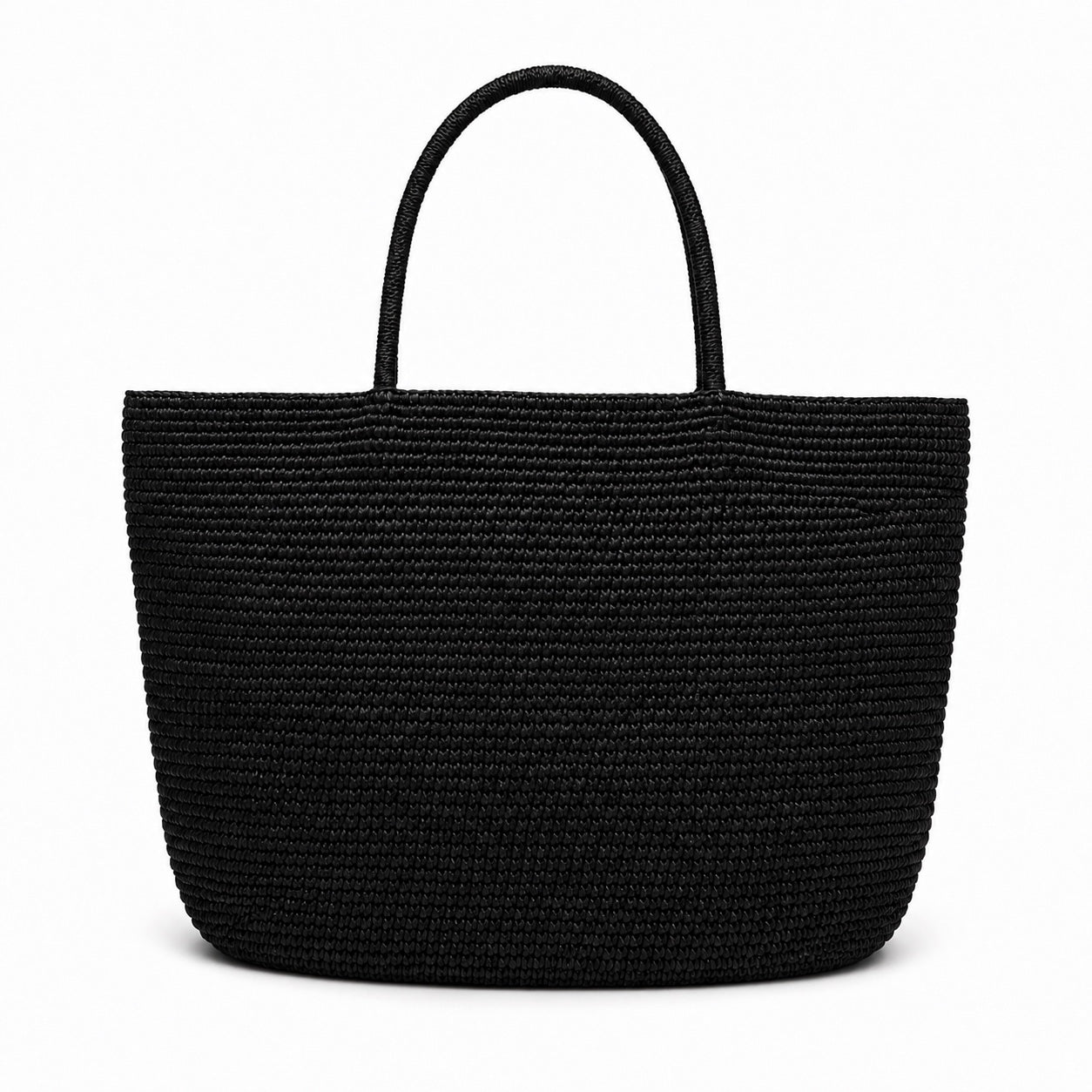 Budelli - Woven Beach Bag in black, front view