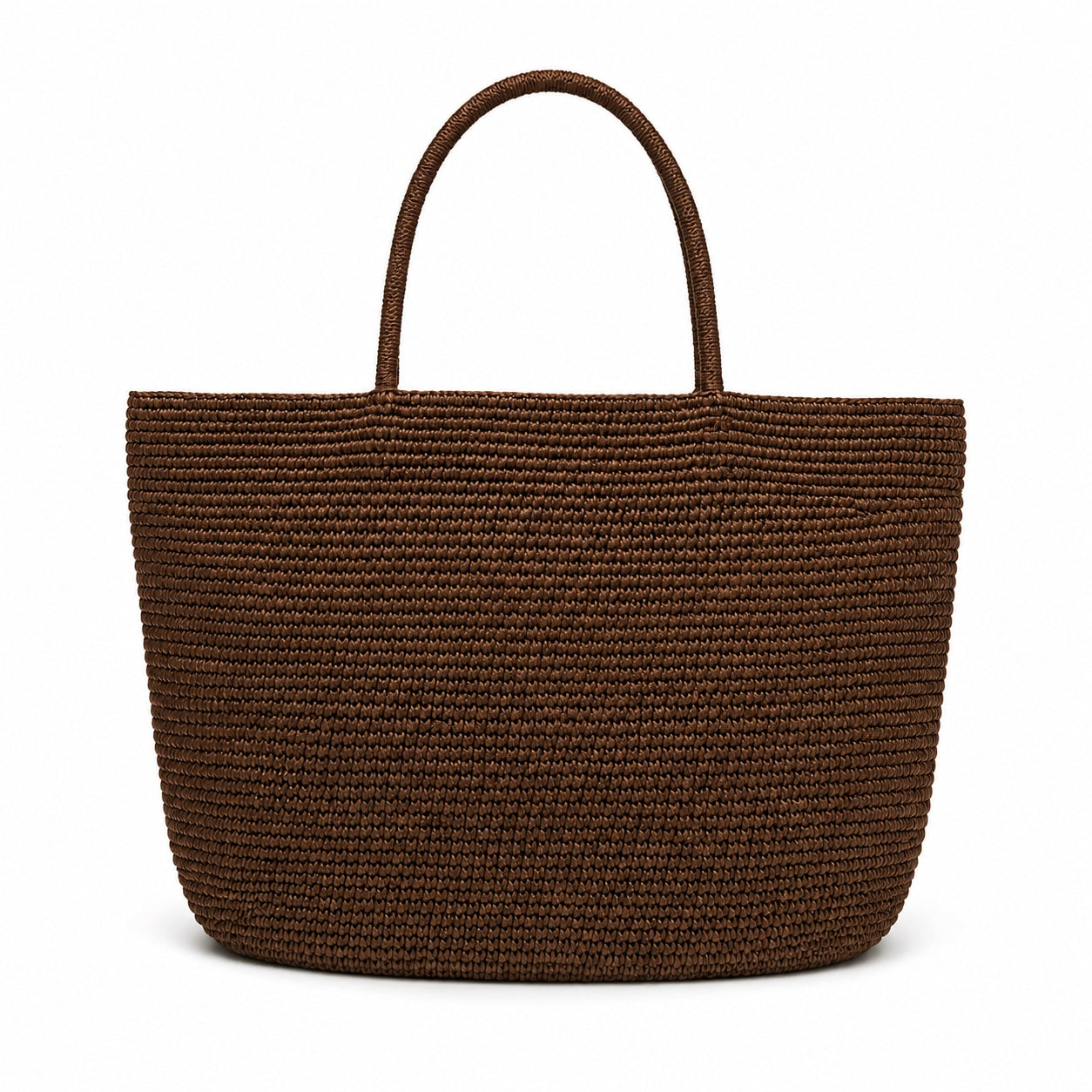Budelli - Woven Beach Bag in Brown, front view