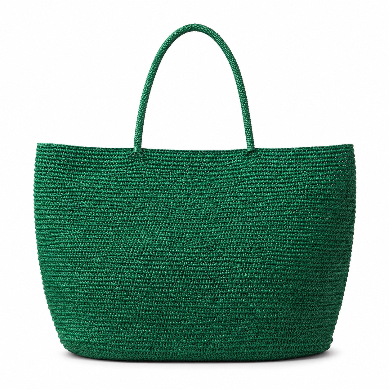 Budelli - Woven Beach Bag in green, front view