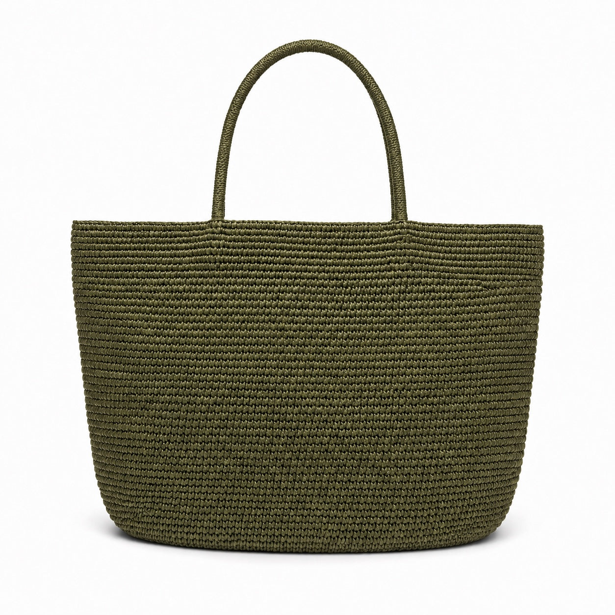 Budelli - Woven Beach Bag in Khaki, front view