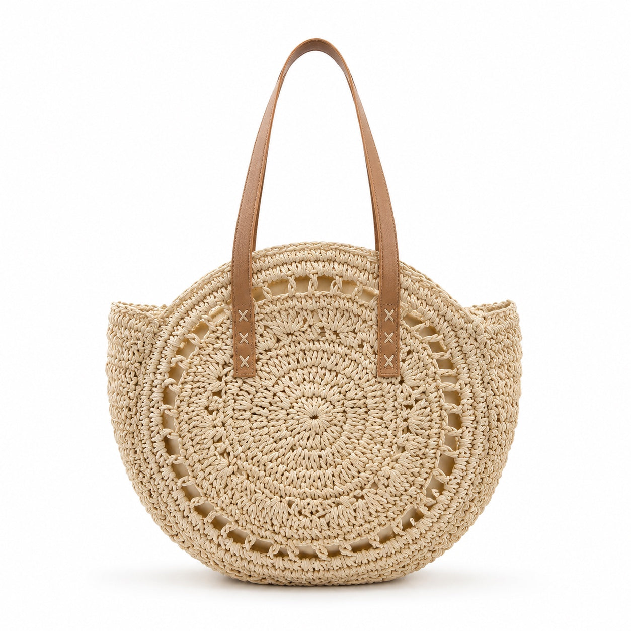 Budva - Round Rattan Bag, front view on white background